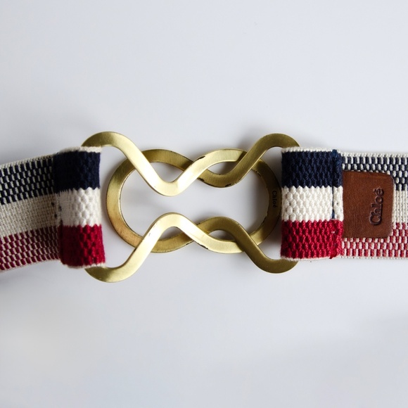 Rare Chloé SS 2010 Elastic Stripe Belt — Brass Knot Buckle / Phoebe Philo Era main image 7